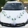 Soft Organza Tulle White Silk Rose Garland Romantic Wedding Car Front Hood And Door Handle Decoration Accessory