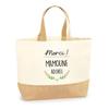 Beach Tote Bag / Tote Bag - PLANETEE - Thank You My Adored Mamoune - Natural Jute - Multicolored Print - Made In France