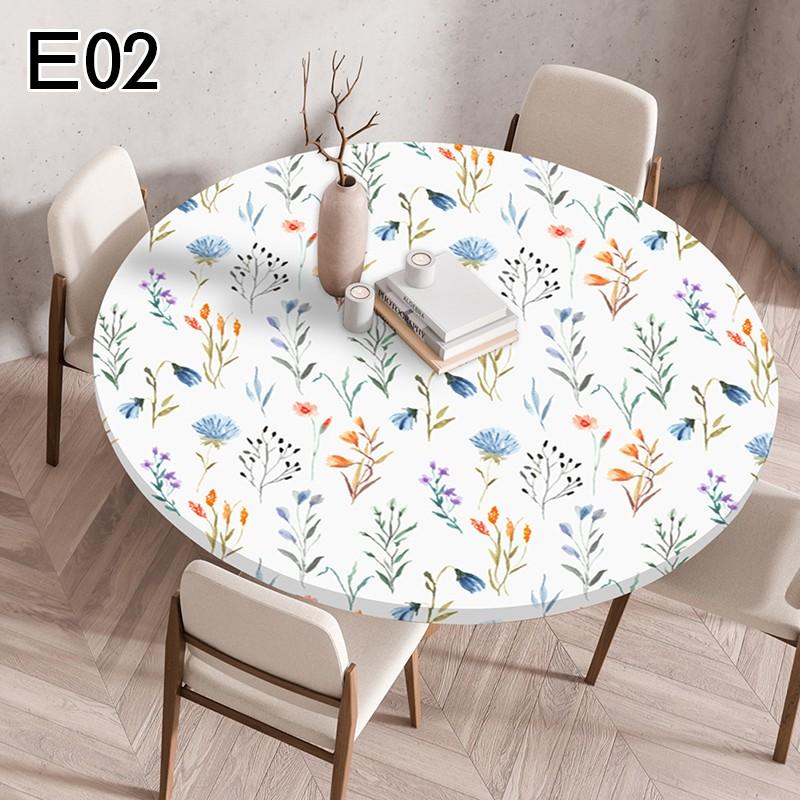 1PC Waterproof Floral Tablecloth Round Fitted Elastic Edged Tablecloth Picnic Table Cover Farmhouse Decorations Picnic Kitchen