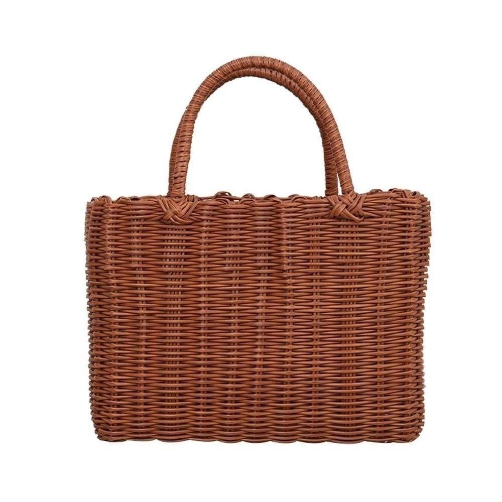 Rattan Woven Handmade Wicker Shopping Basket Multicolors PVC Home Vegetable Fruit Packing 24*14*18cm