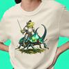 Frog Knight T-Shirt: Whimsical Beetle Battle Tee