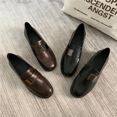 Women Loafers Shoes Japan Style Students Shoes JK Uniform Shoes Square Toe Loafers Metal Sheets Low Heels Casual Shoes