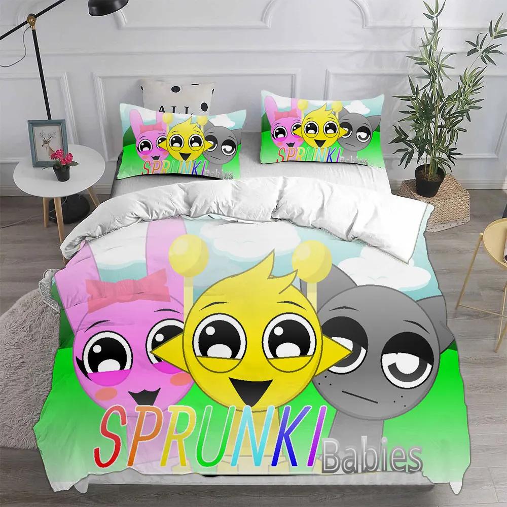 Sprunki Bedding Sets Bed Cover Comforter Duvet Cover Pillow Case 2-3 Pieces Sets Kids Adult Bedroom Decoration