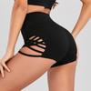 Pantaloni da donna a vita alta, alla moda, con elastico in vita, a croce cava, adatti a tutti i tipi di casa