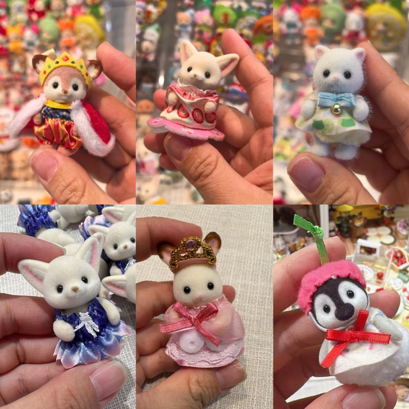 Genuine Anime Sylvanian Families Chocolate Rabbit Fairie Husky Giraffe Doll Kawaii Decoration Model Ornament Birthday Gift Toy