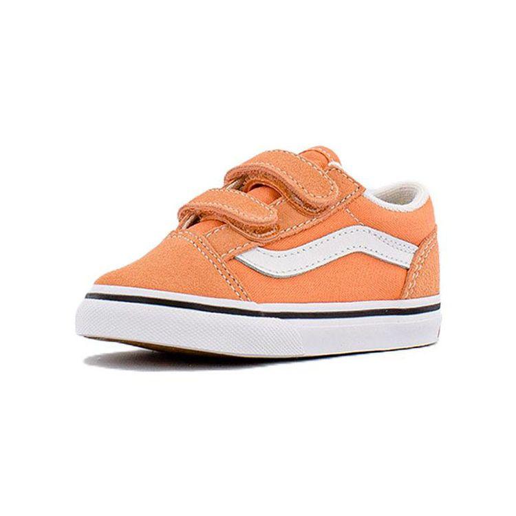Vans Old Skool V Low Top Skate Shoes Baby Sneaker White Orange VN000D3YCK8