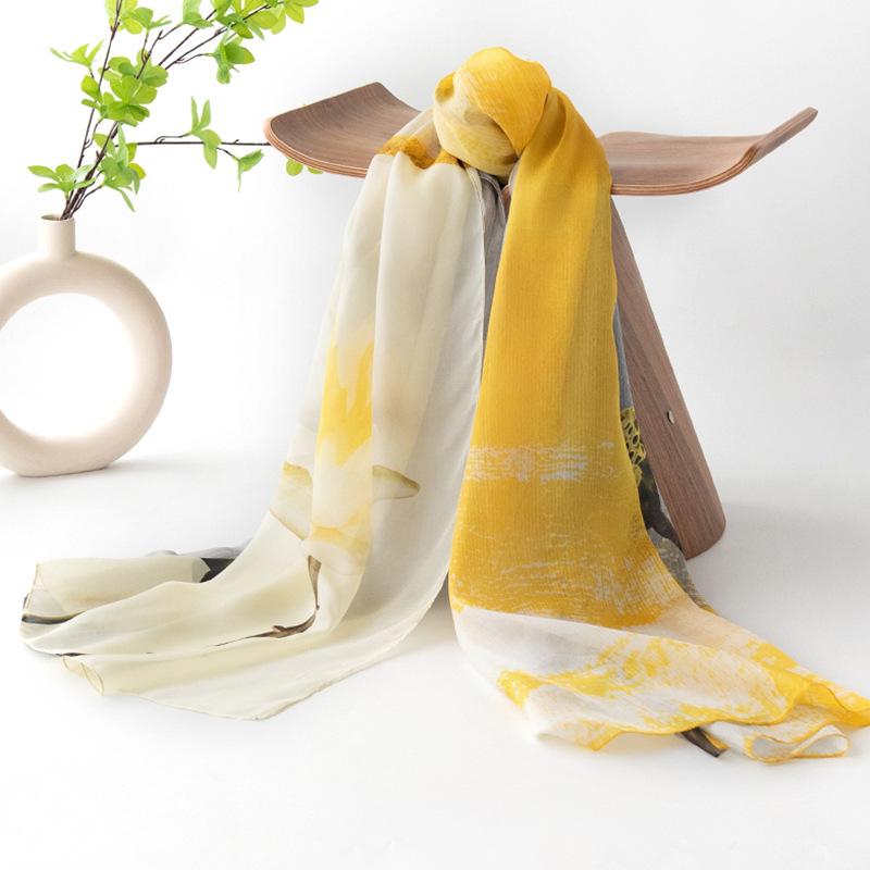 Strictly selected mulberry silk scarf, high-end summer women s silk scarf, elegant shawl, gift for mother 110*190cm (with gift box)