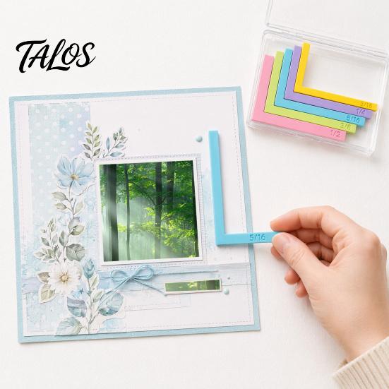 Precision Paper Stacking Guide Crafting Alignment Guides with Storage Case, 5 Pcs Color-Coded L-Shaped Framing Spacer Spacers Size Tabs for