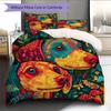 Colorful Dachshund Pattern Bedding Home Decoration Birthday Gift (1 * duvet cover + 2 * pillowcase, without core)