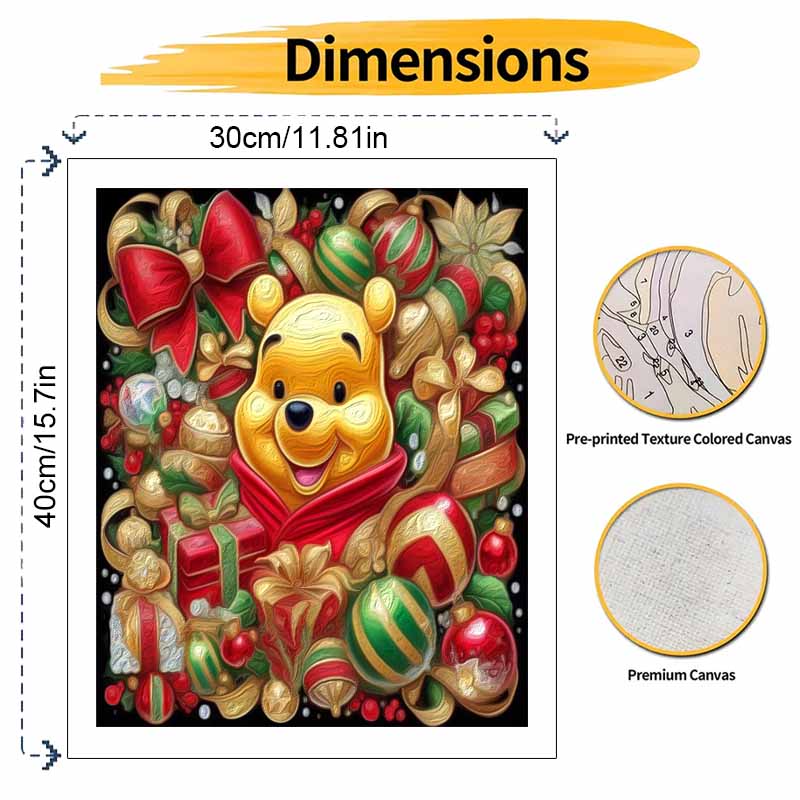 Disney Winnie the Pooh Christmas Oil Painting Kit Home Bedroom Wall Decor Creative Handmade Gift