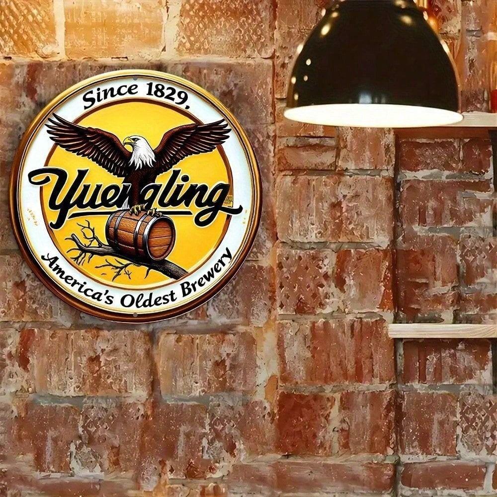 Vintage Metal Poster Wall Decor Yuengling Beer Sign Round Tin Sign for Bar