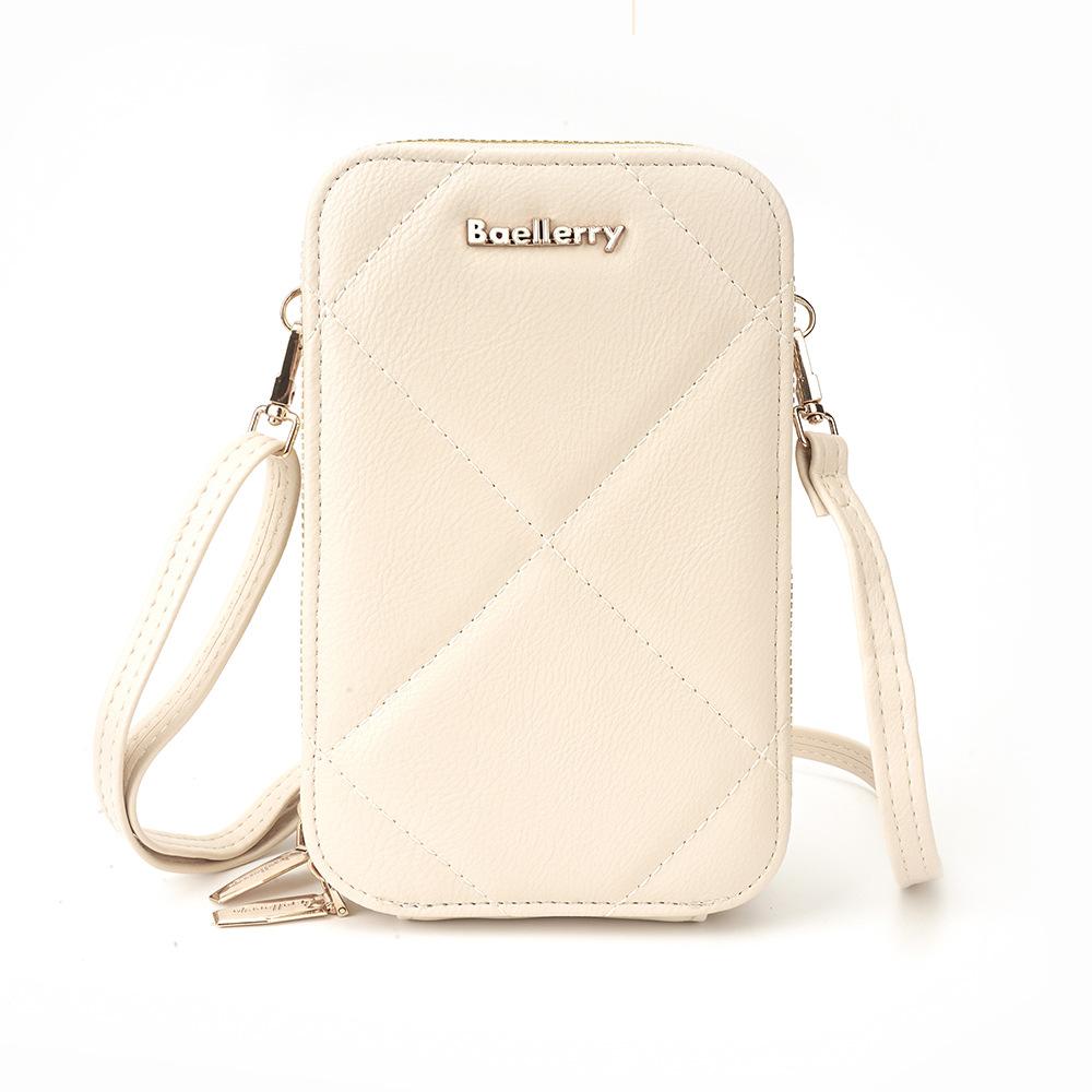 Baellerry Women's Cell Phone Bag Japanese and Korean Style Vertical Double Layer Single Shoulder Bag Fashion Zipper Crossbody Bag