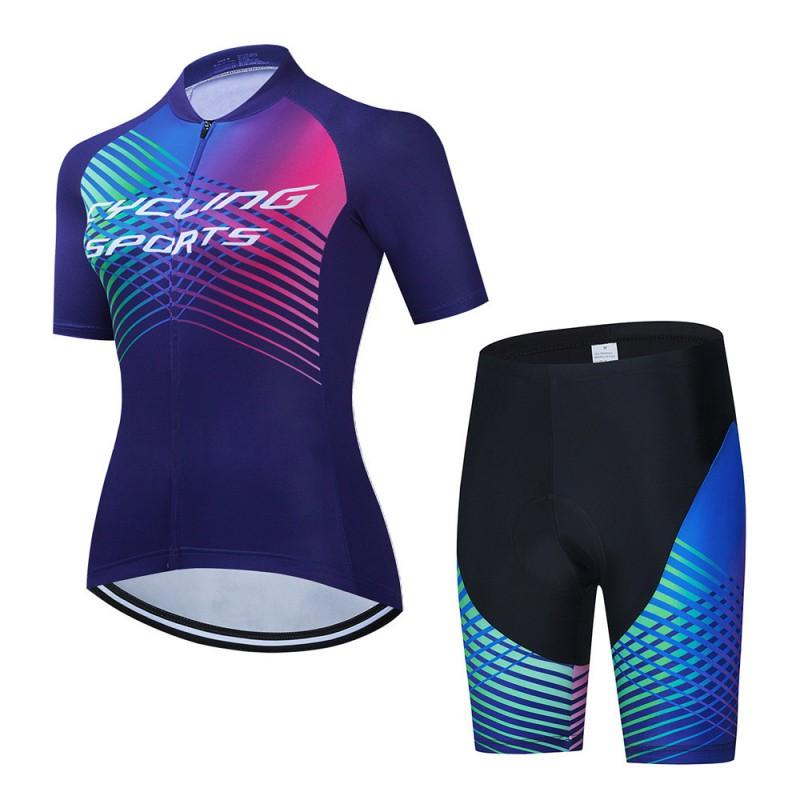 Womens Cycling Jersey Bib Shorts Set Breathable Quick-Dry Road Bike Apparel