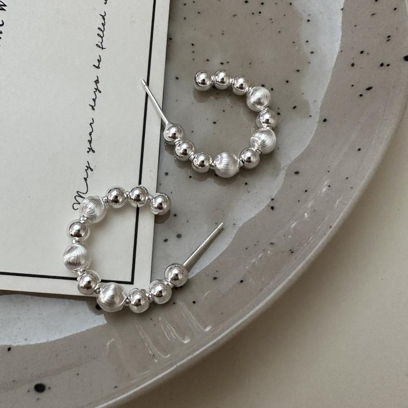 925 Sterling Silver Vintage Earrings For Women Trendy Simple Mini Beads Earring Jewelry Prevent Allergy Party Accessories Gift
