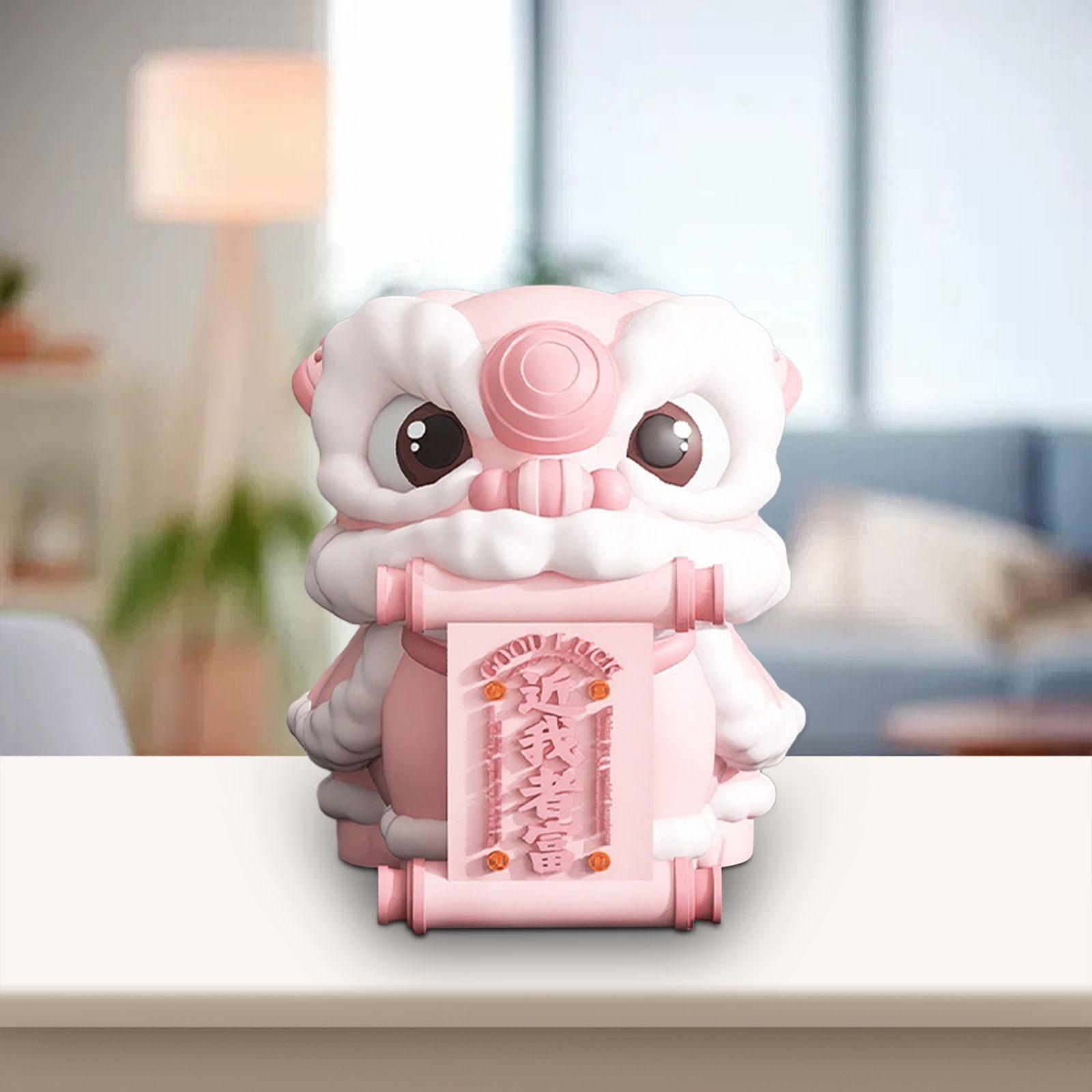 Lion Dance Statue Tabletop Ornament Resin Figurine Gift Animal Sculpture for Office Desk Housewarming Living Room Hallway