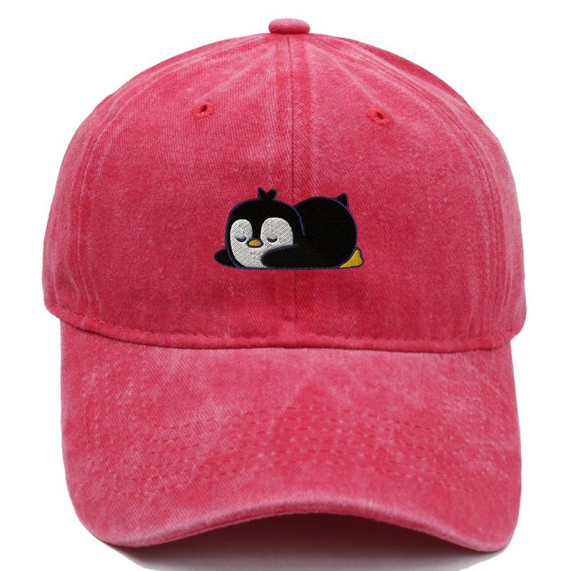 Embroidered Penguin Washed Cotton Baseball Caps Outdoor Women Adjustable Trucker Cap Fashion Men Sunscreen Snapback Peaked Hat