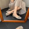 Fashion Soft Leather Fairy Wind Silver Rhinestone Mary Jane Shoes Women's Spring 2025 New Flat Bottom with Skirt Single Shoes