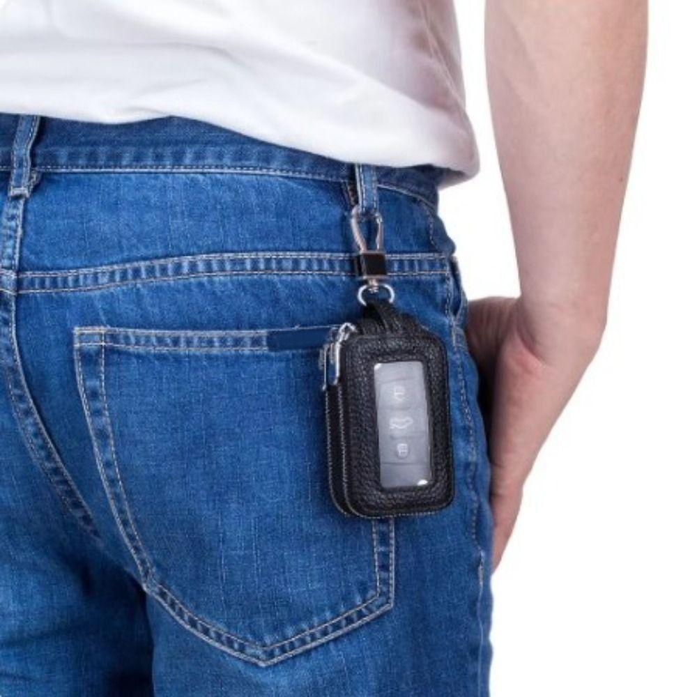 Double-layer Car Key Bag Genuine Leather Keys Wallet Practical Key Case Keychain holder Home