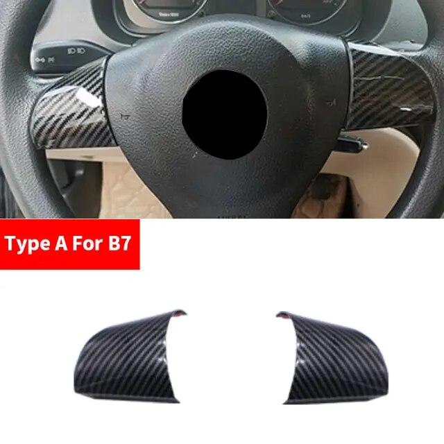 Car Styling ABS Carbon Fiber Texture Steering Wheel Cover Trim For VW Golf 6 MK6 Passat B7 Sharan Polo Jetta Tiguan Caddy Touran