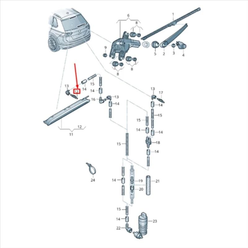 Hocheffizienter Heckscheibenwischerdüse Starke Heckkamera-Reinigungsdüse Einfache Installation Upgrades für Fahrzeug
