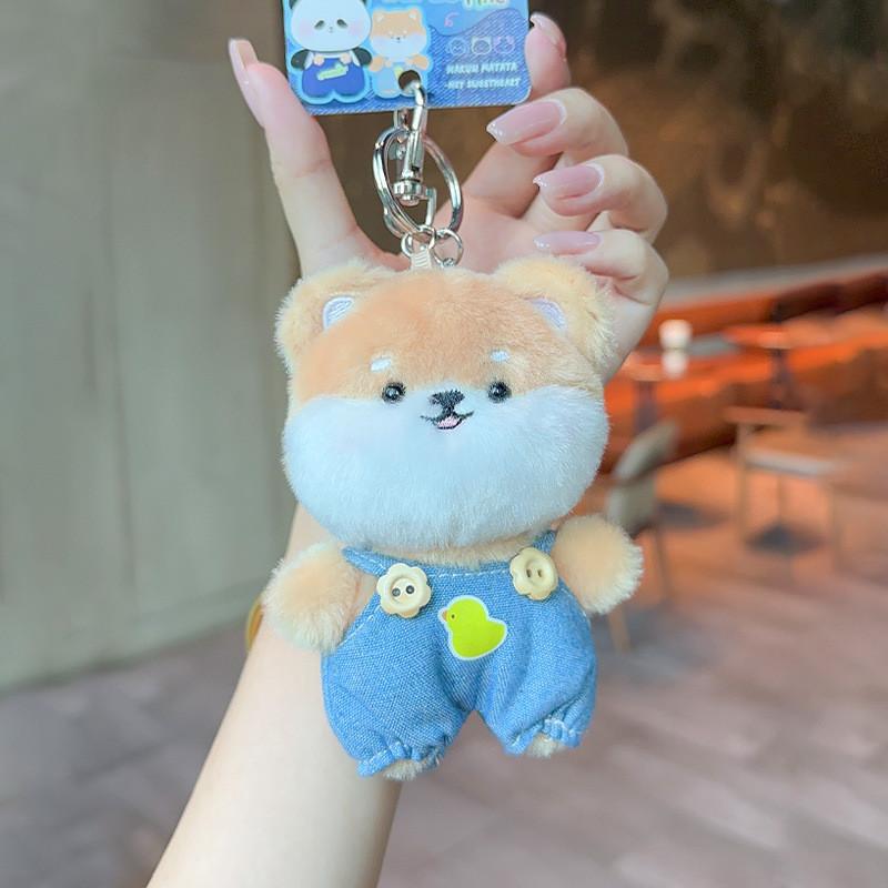 Jinnew Trendy Original Keychain With Soft Plush Cartoon Animal Designs In Style Denim