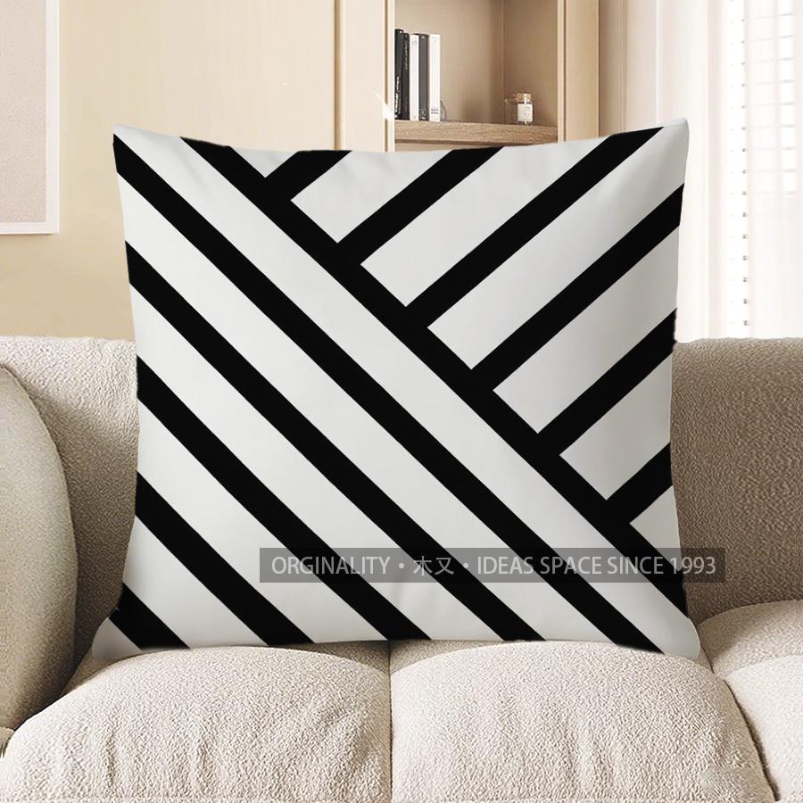 Home Decor Black & White Zigzag Pattern Throw Pillow Cover Pattern Cushion Cover Suitable For Sofa Bedroom Car Pillow Cover