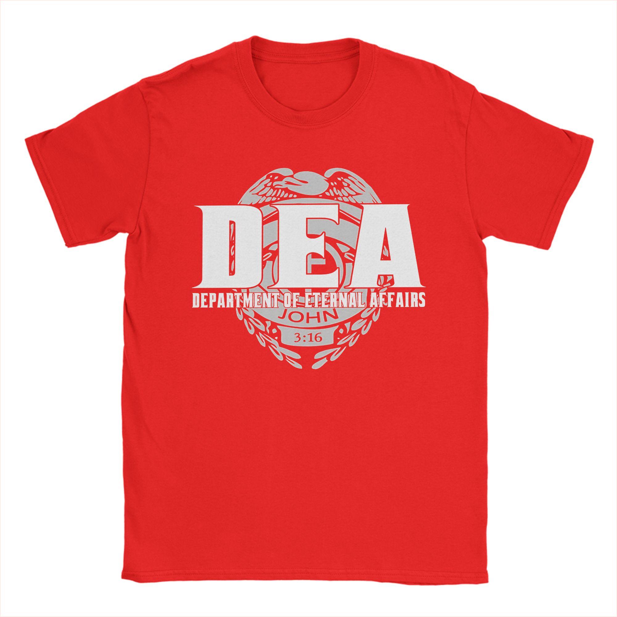 

Mens DEA Department Of Eternal Affairs T Shirts Pure Cotton Tops Humor Short Sleeve O Neck Tees Big Size TShirts S