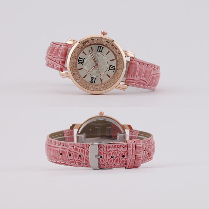 Women rystal Beads Watches Quartz Wristwatches Simple Leather Watch
