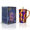 Bedruckter Kupferkrug, Paisleymuster, Aufbewahrung & Servieren von Wasser, Yoga Ayurveda Heilung, 1500 ML