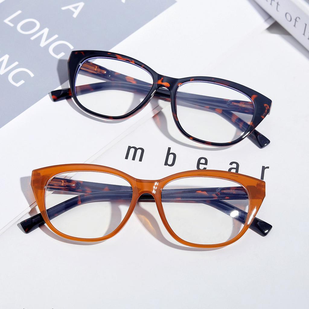 Glasses 68018 Cat'S Eye Color Small Frame Color Matching Tortoiseshell Flat Mirror