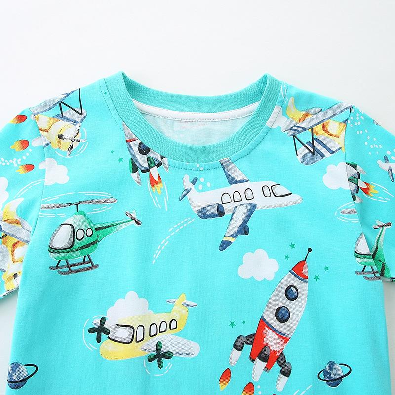 Summer New Kids T-Shirt Boys Short Sleeve T-Shirt Cotton Cartoon Print Kids Base Top