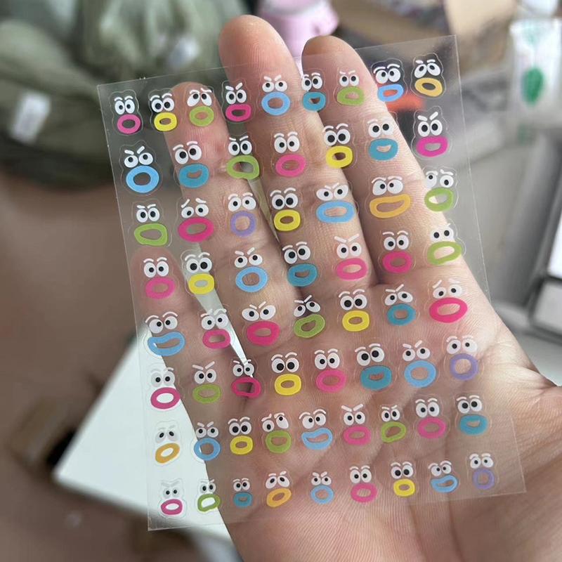 1Pcs Cute Kawaii Nails Stickers Creative Funny Mouth Monster Nail Art Sticker  Diy Waterproof Peelable Nail Stickers