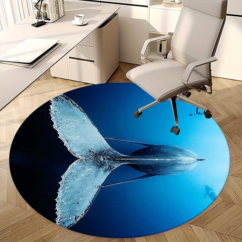 Whale Tail,Ocean Life Chair mat Round Rug Office carpet, Machine Washable, Non slip, Suitable for Living Rooms, Bedrooms