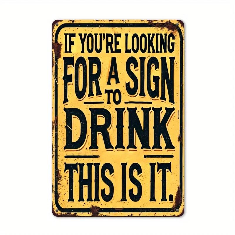 Vintage Drinking Tips Metal Sign, Humorous Quote Print Rustic Iron Wall Decor for Bar & Kitchen 20x30cm(7.8x11.8inch)