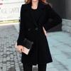 Dames Winterjas Koreaanse Stijl Herfst Grote Maten Warm Dubbele Knopen Dikke Kraag Lange Mouwen Effen Kleur Damesjas