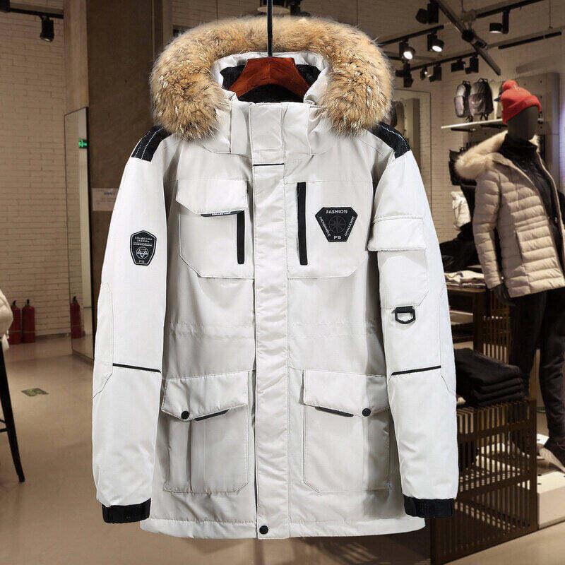 

Large Jujube Red Winter Parka with Fur Collar - Couples Mid-Length Down Jacket for Outdoor and Ski S