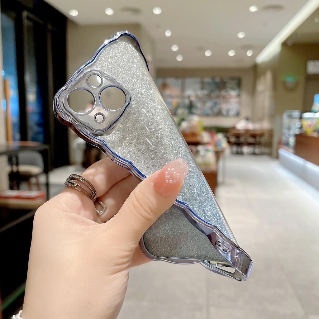 Suitable for Apple 15pro Wavy Phone Case, IPhone14 Electroplated TPU Gradient Glitter 13 Anti-drop Protective Case