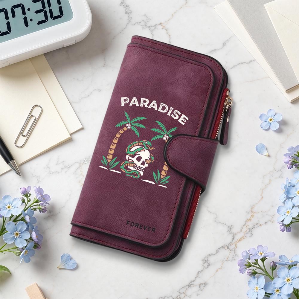 Paradise Printed Long Wallet Casual Card Holder Portable Fashion PU Purse Forever Style Daily Use
