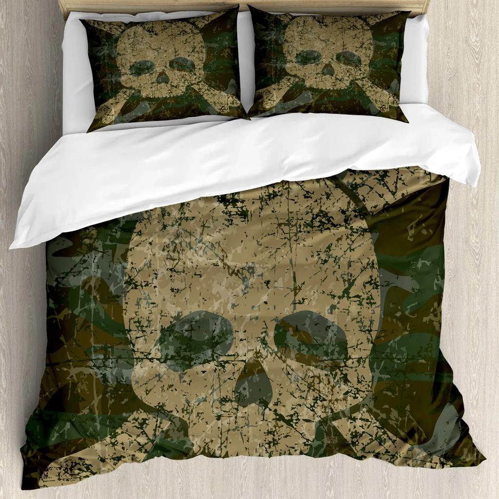 Sugar Skull Duvet Cover Illustration Of Diamond And Roses Vintage Revival Design Polyester Bedding Set Double Queen King Size