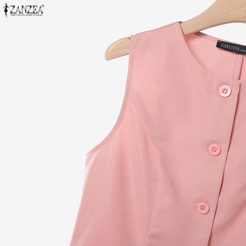 ZANZEA Women Sleeveless Vest Tops and Shorts Summer Two Piece Suit Sets