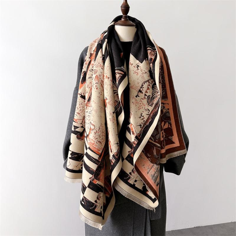 Fashion Print Cashmere Shawl Scarf Women Thick Winter Warm Blanket Hijab Foulard Neckerchief Luxury New  Echarpe Wraps