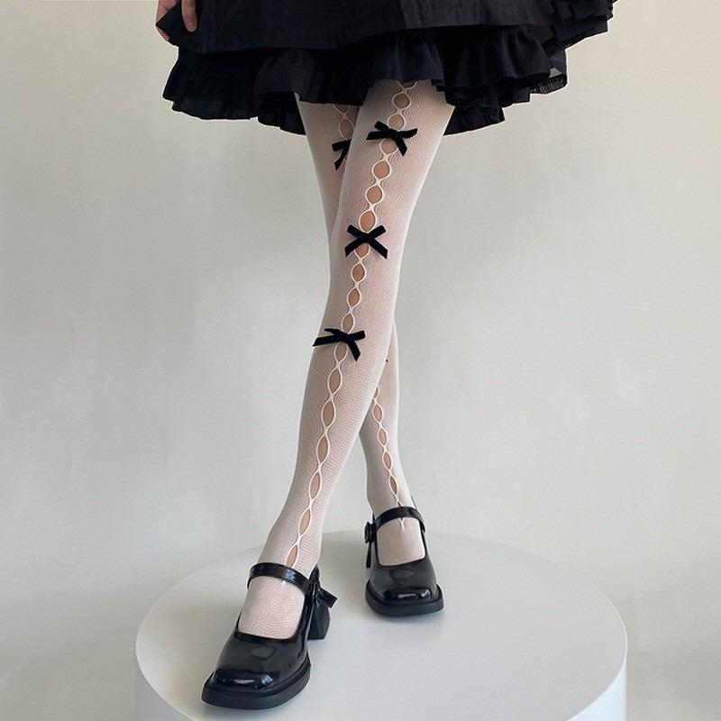 1/7 pairs Lightweight breathable butterfly knot mesh socks summer thin elegant simple women socks sexy hollow out pantyhose