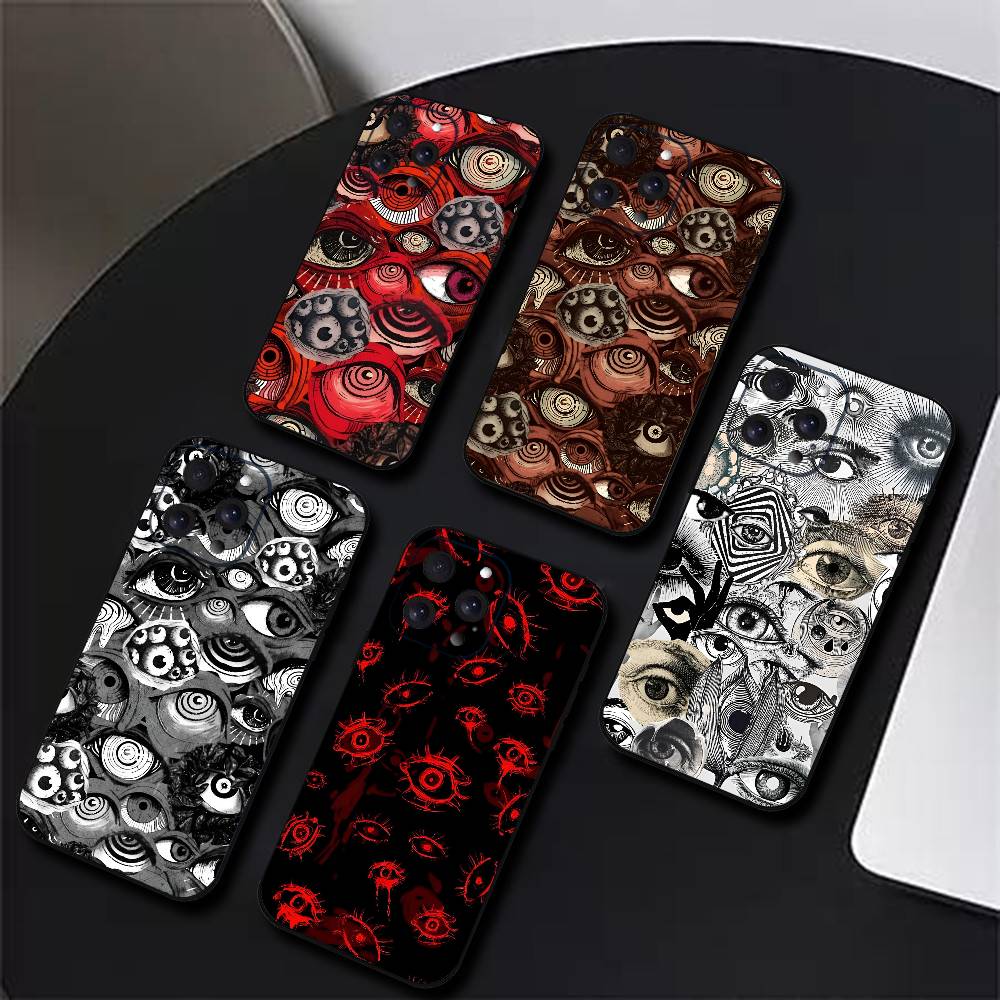 Vintage Evil Eyes Phone Case Black Silicone Soft Shell For IPhone 17 16 15 14 13 12 11 Air Pro Max Plus Hot Sale
