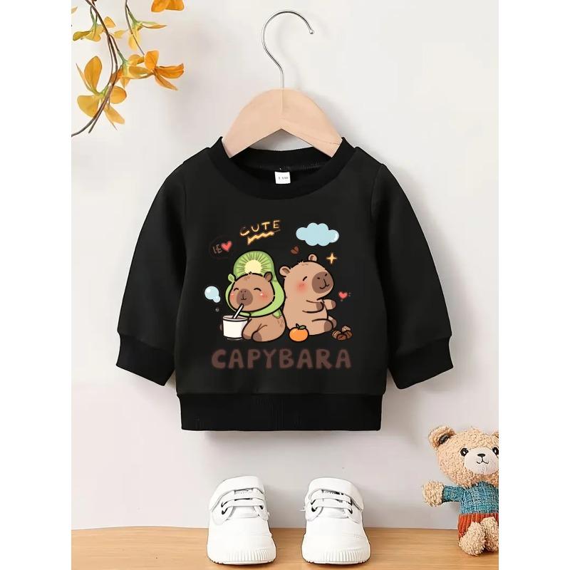 Kids Sweatshirt Cute Print Pattern Easy Sweet Baby Spring Lightweight Round Neck Sweatshirt