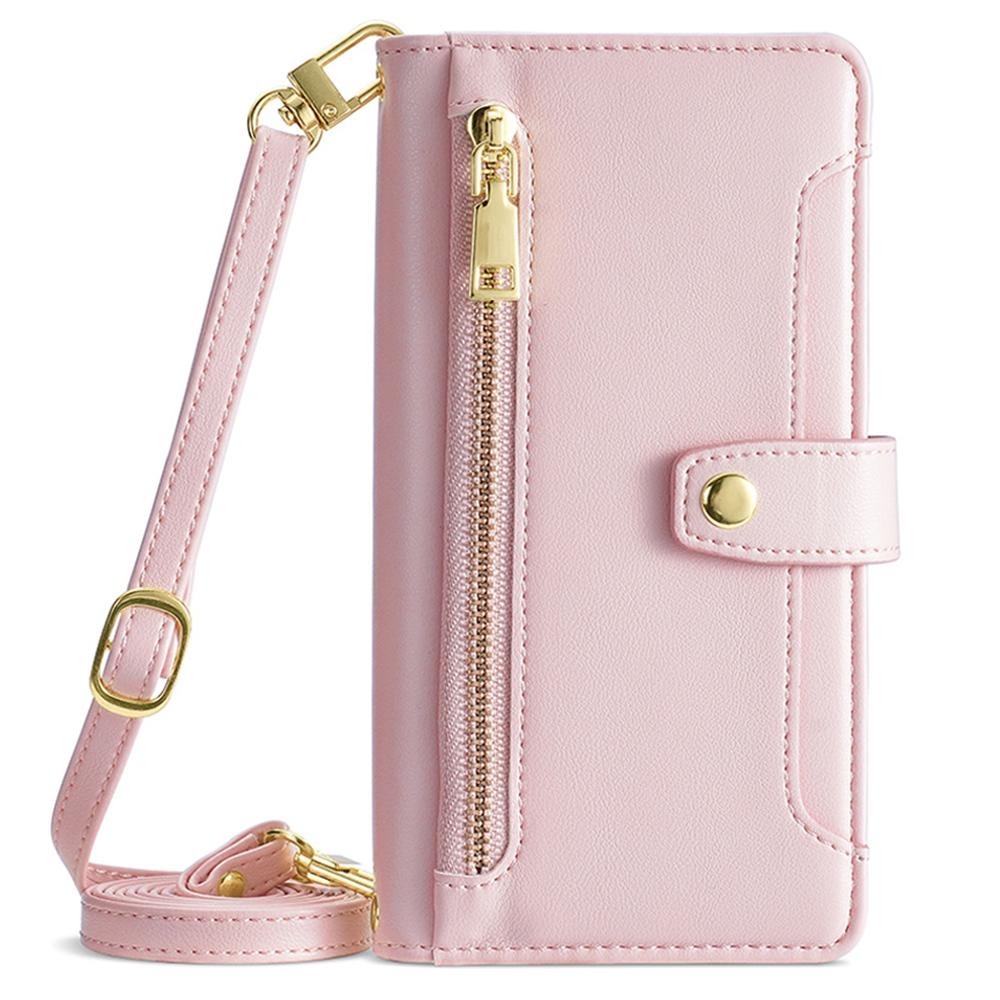 For Samsung Galaxy S24 Case Magnetic Drop-proof Cover Leather Stand Cover with 2 Straps
