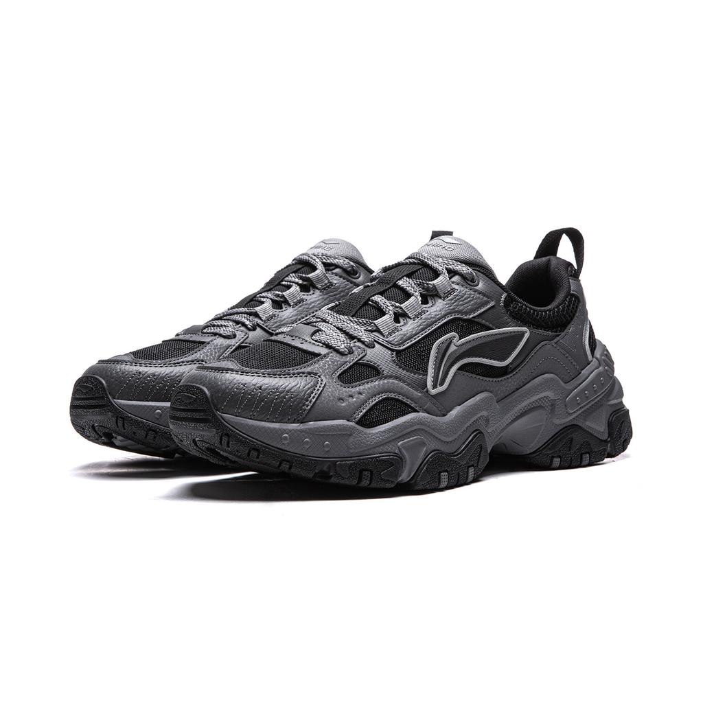 Li Ning Brown Sugar Cushioning Slip Resistant Abrasion Resistant Support Low top Casual Shoes Men's Black Gray AGCV367-3