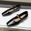 Fashion 2025 New Mary Jane Shoes Female High Quality Leather Buckle Ballet Shoes for Women Square Toe Flat Cowhide Ladies Single Shoes