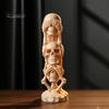 Unique Dark Aesthetic Decor Triple Stacked Skulls Figurine, Spooky See Hear Speak No Evil Skeleton Head Artistic Bone Texture Figurine Statue,