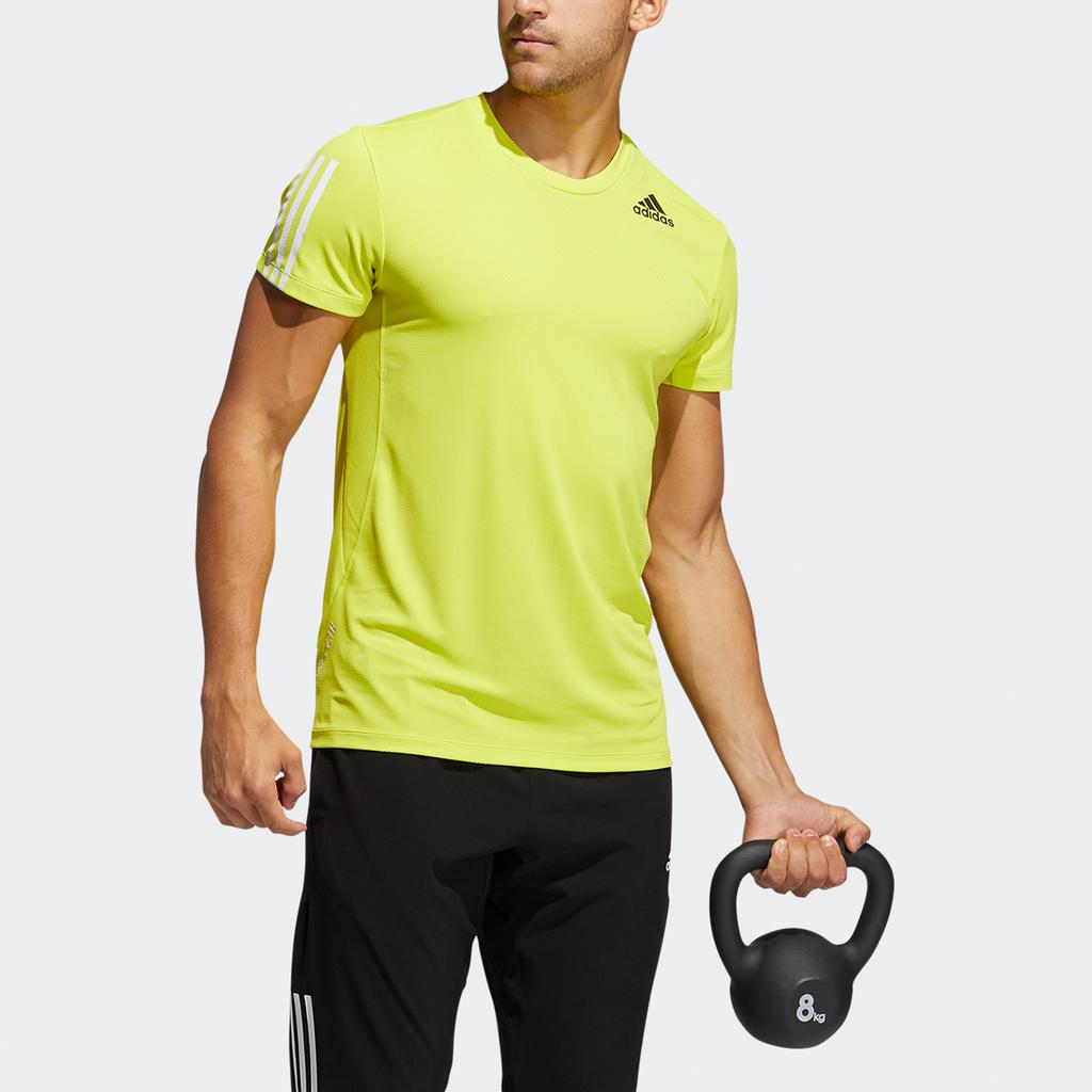 Adidas H.rdy 3s Performance Running Tee Men Tops Green Yellow H29477