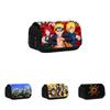 Naruto Cartoon Pattern Double Layer Flip Cover Stationery Storage Bag For Students And Collectors